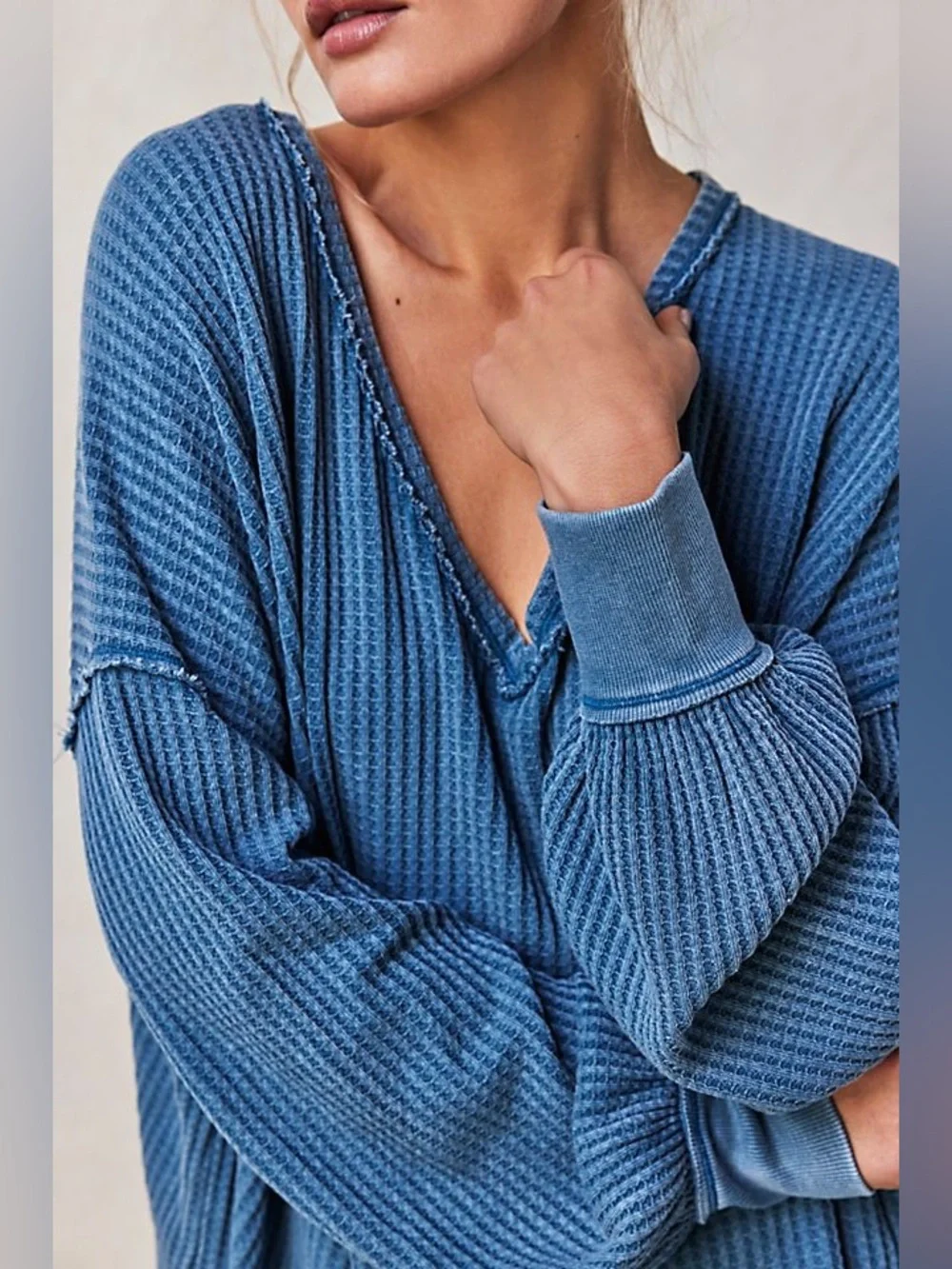 NWOT Free People We The Free Coraline Thermal - teal blue - Small